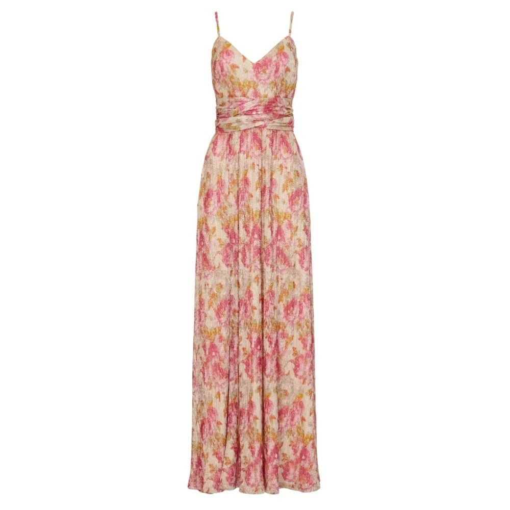 NWT Dress the Population Chrissy Metallic Floral Gown Sz. S - Picture 6 of 6